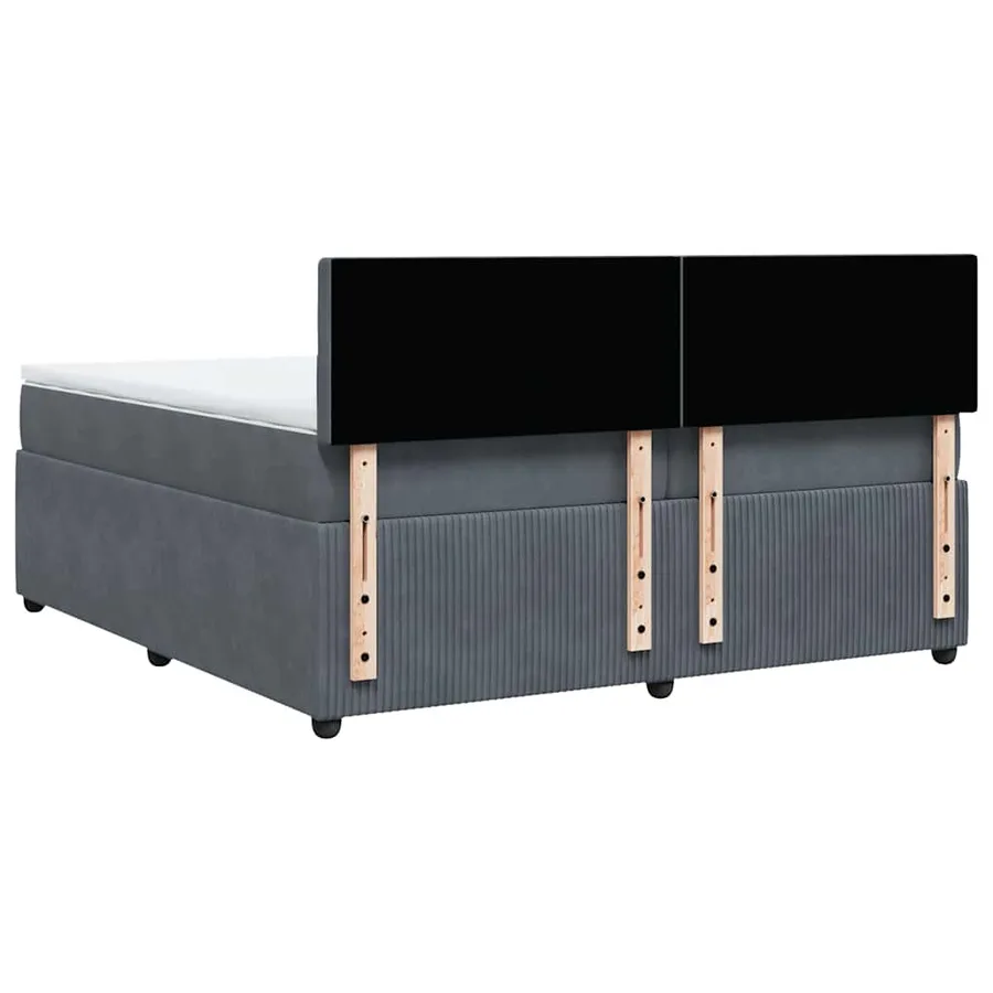 Sommier à lattes de lit et matelas Gris foncé 200x200cm Velours - 8
