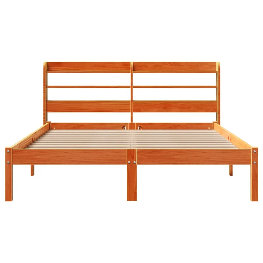 Cadre de lit et tête de lit sans matelas cire marron 150x200 cm - 6
