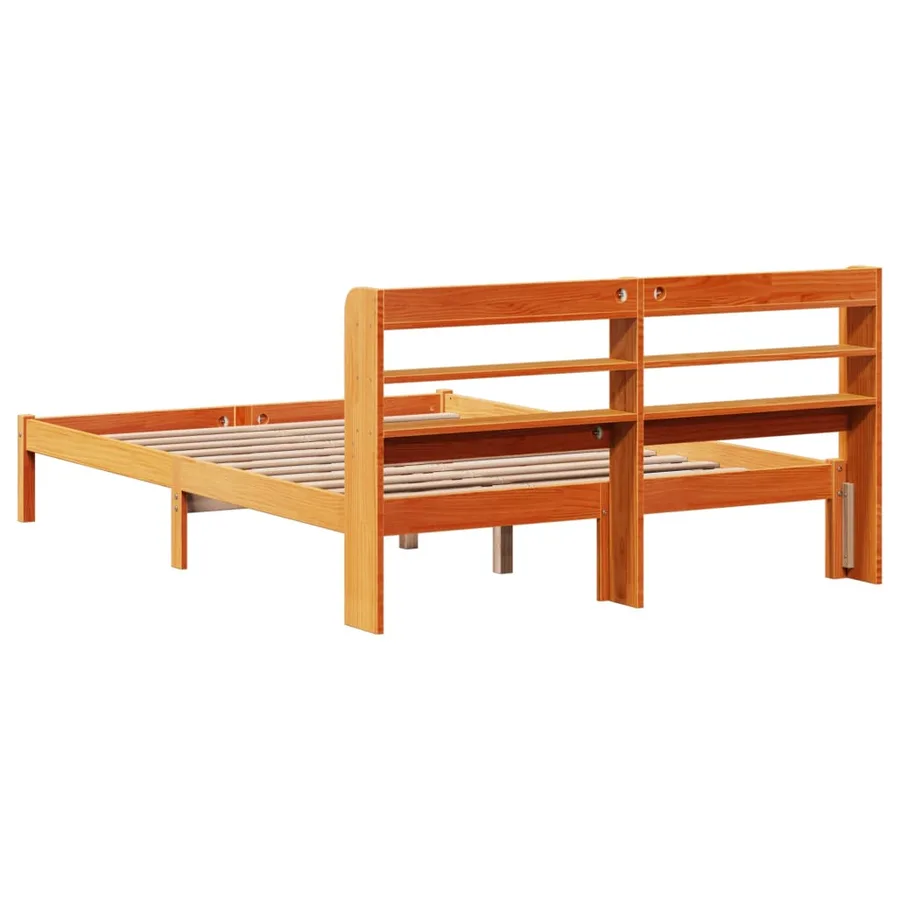 Cadre de lit et tête de lit sans matelas cire marron 150x200 cm - 8
