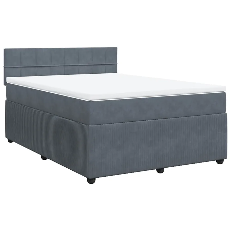 Sommier à lattes de lit et matelas Gris foncé 140x200cm Velours - 3