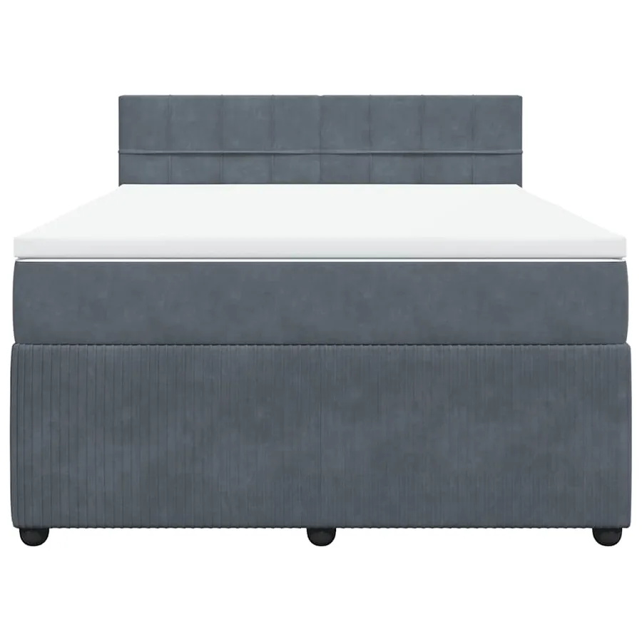 Sommier à lattes de lit et matelas Gris foncé 140x200cm Velours - 6