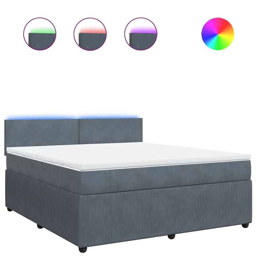 Sommier à lattes de lit et matelas Gris foncé 180x200cm Velours - 2