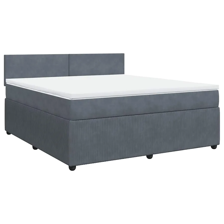 Sommier à lattes de lit et matelas Gris foncé 180x200cm Velours - 3