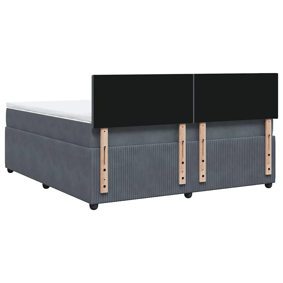 Sommier à lattes de lit et matelas Gris foncé 180x200cm Velours - 8