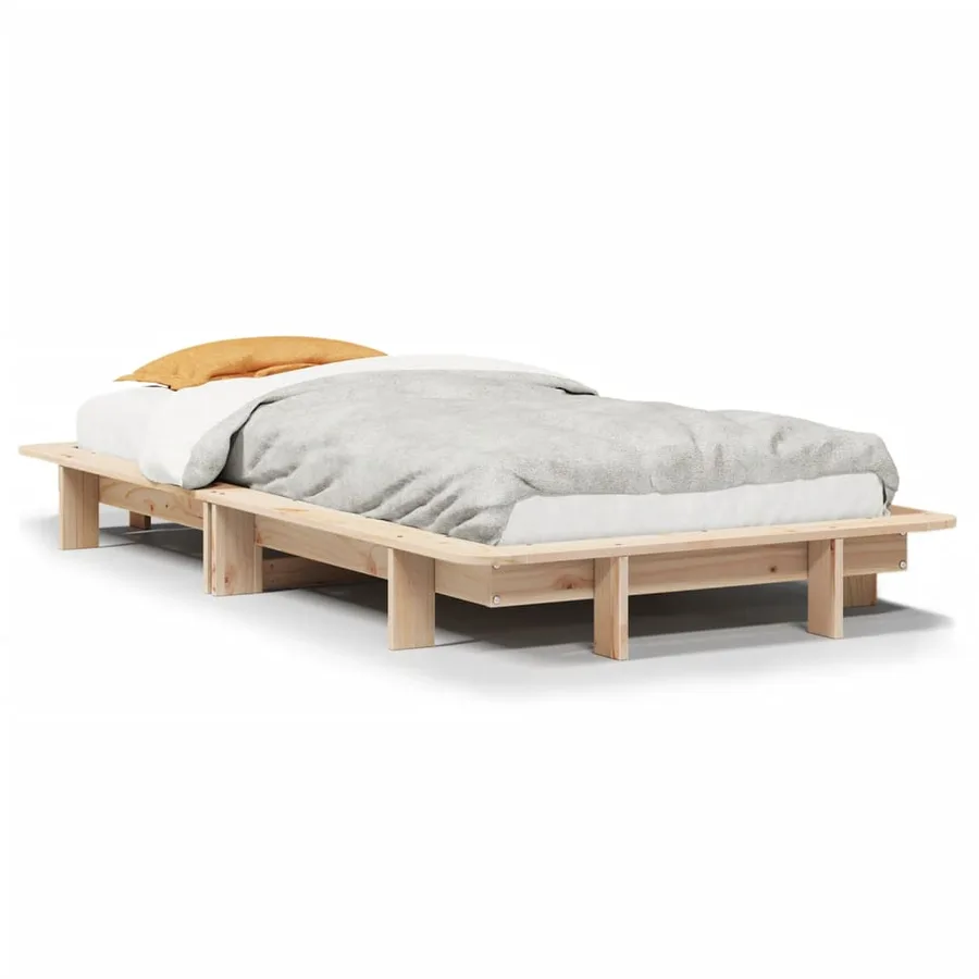 Cadre de lit sans matelas 75x190 cm bois de pin massif - 2