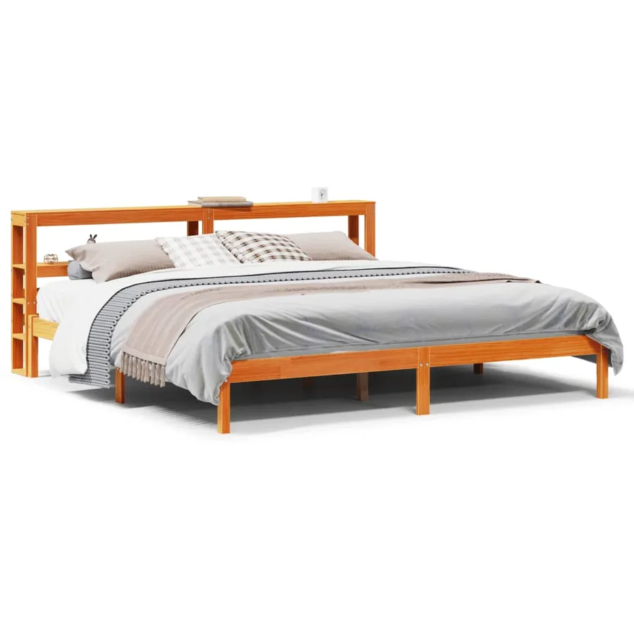 Cadre de lit et tête de lit sans matelas cire marron 180x200 cm - 2
