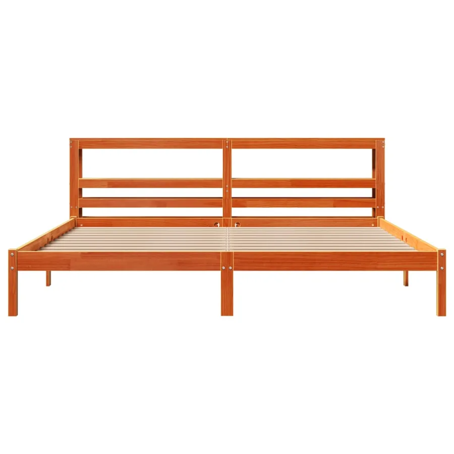 Cadre de lit et tête de lit sans matelas cire marron 180x200 cm - 4