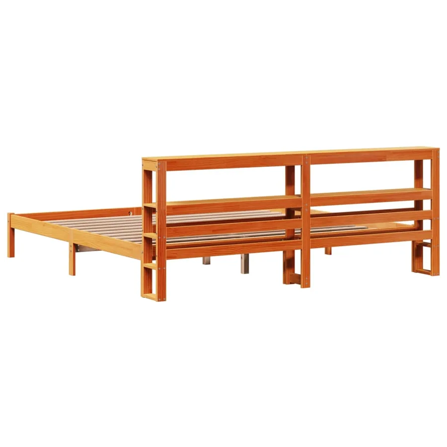 Cadre de lit et tête de lit sans matelas cire marron 180x200 cm - 6