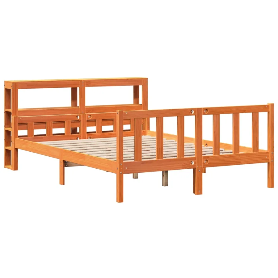 Cadre de lit et tête de lit sans matelas cire marron 150x200 cm - 3