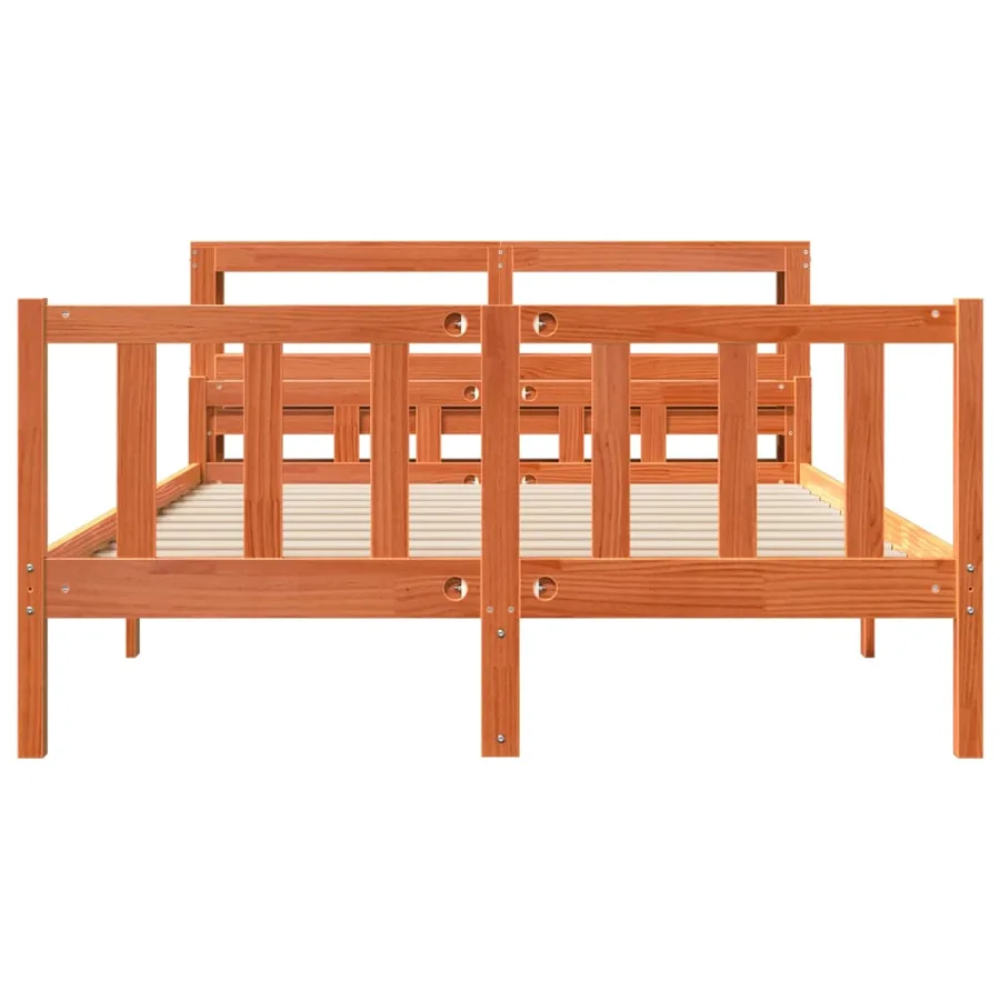 Cadre de lit et tête de lit sans matelas cire marron 150x200 cm - 4