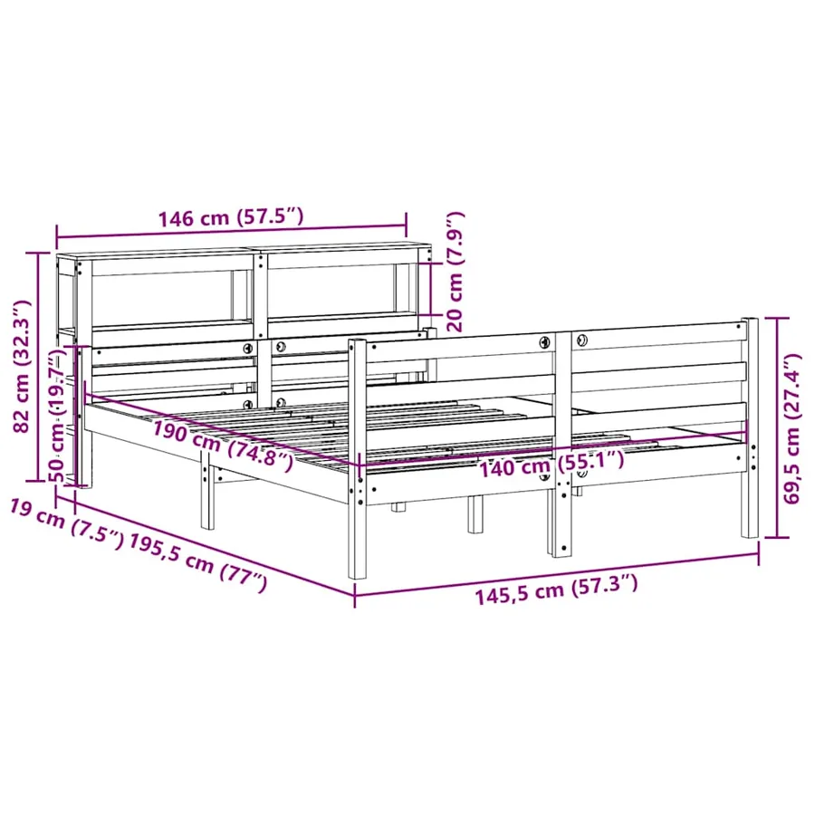 Cadre de lit avec tête de lit sans matelas 140x190 cm - 11