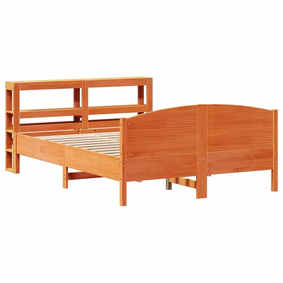 Cadre de lit sans matelas cire marron 150x200cm bois pin massif - 3