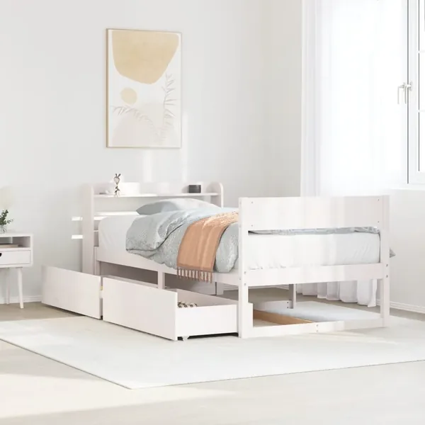 Cadre de lit sans matelas blanc 90x200 cm bois de pin massif