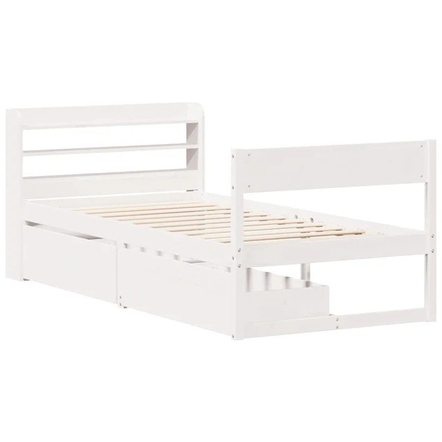 Cadre de lit sans matelas blanc 90x200 cm bois de pin massif - 3