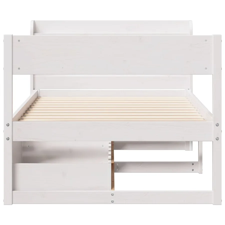 Cadre de lit sans matelas blanc 90x200 cm bois de pin massif - 4