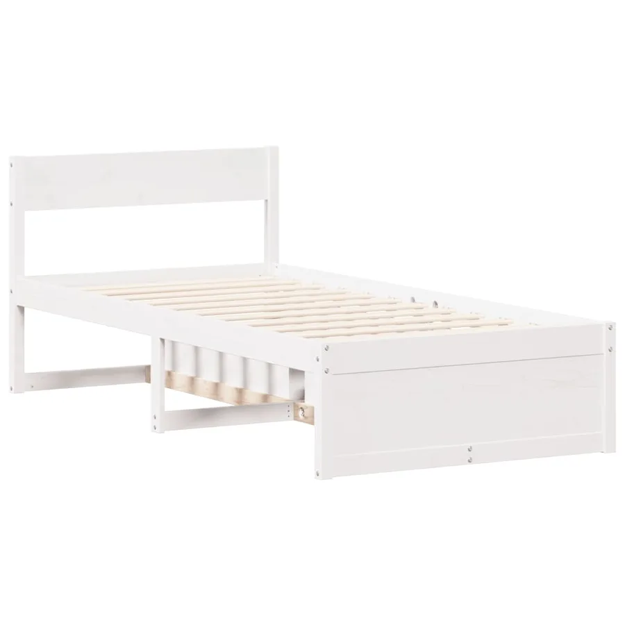 Cadre de lit sans matelas blanc 90x200 cm bois de pin massif - 5