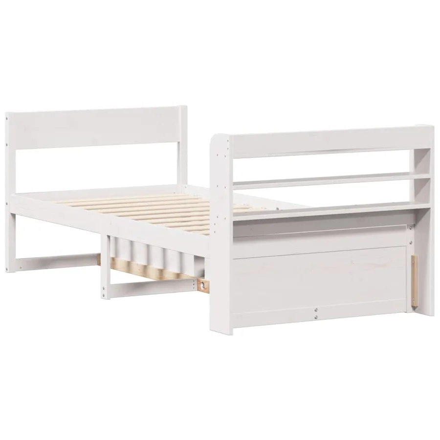 Cadre de lit sans matelas blanc 90x200 cm bois de pin massif - 8