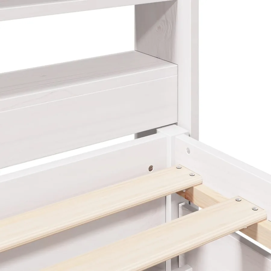 Cadre de lit sans matelas blanc 90x200 cm bois de pin massif - 9