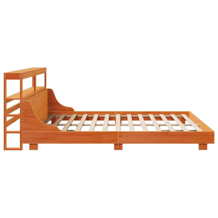 Cadre de lit sans matelas cire marron 200x200cm bois pin massif - 5