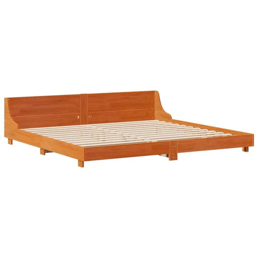 Cadre de lit sans matelas cire marron 200x200cm bois pin massif - 7