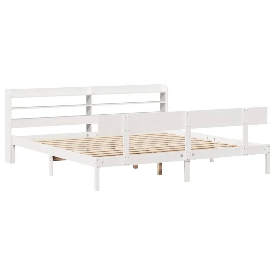 Cadre de lit sans matelas blanc 180x200 cm bois massif de pin - 3