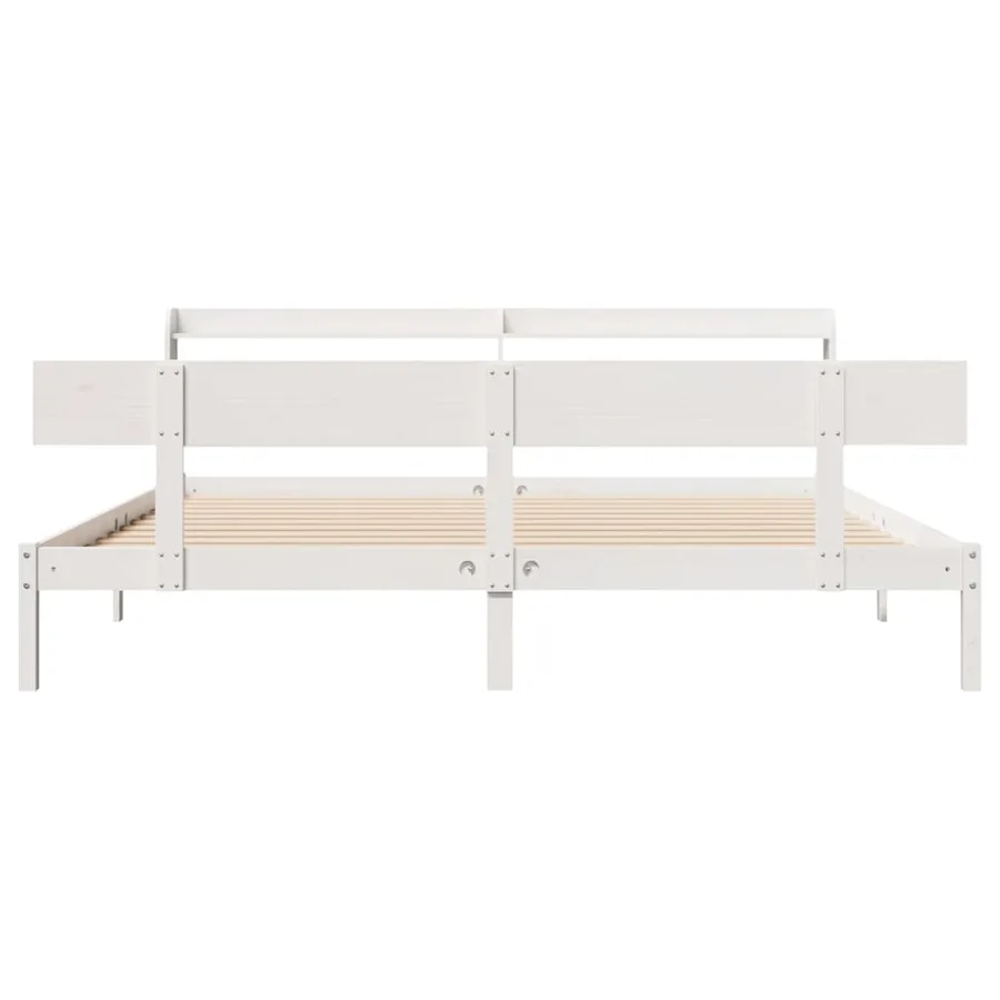 Cadre de lit sans matelas blanc 180x200 cm bois massif de pin - 4