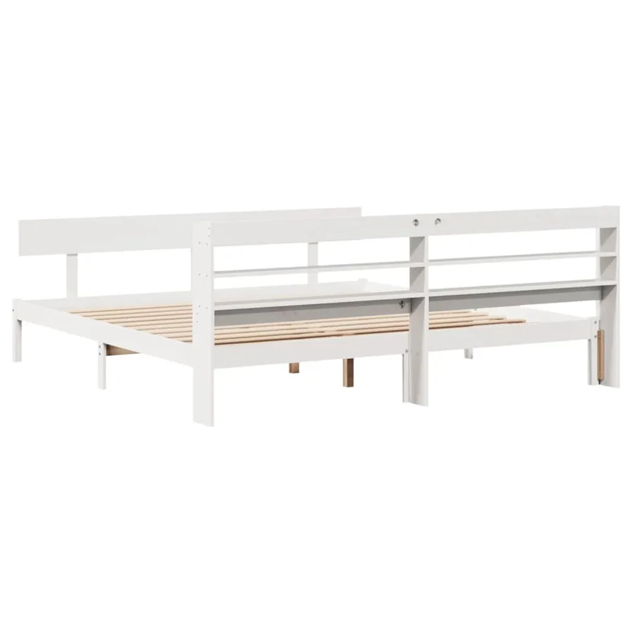 Cadre de lit sans matelas blanc 180x200 cm bois massif de pin - 6
