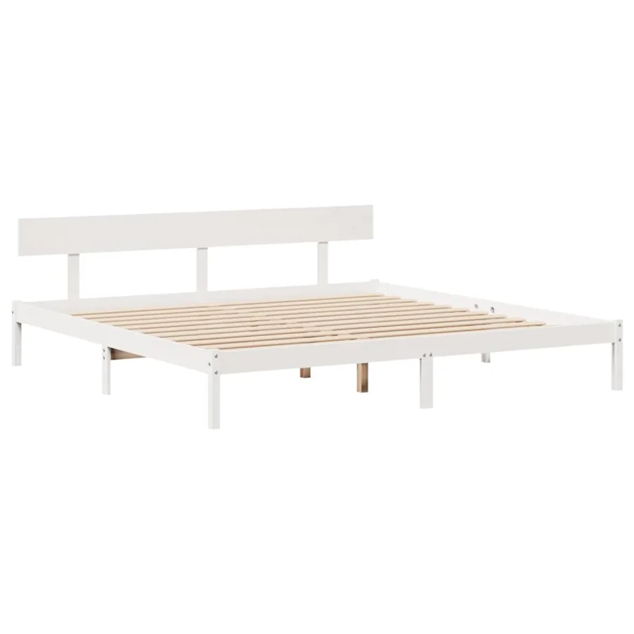 Cadre de lit sans matelas blanc 180x200 cm bois massif de pin - 7