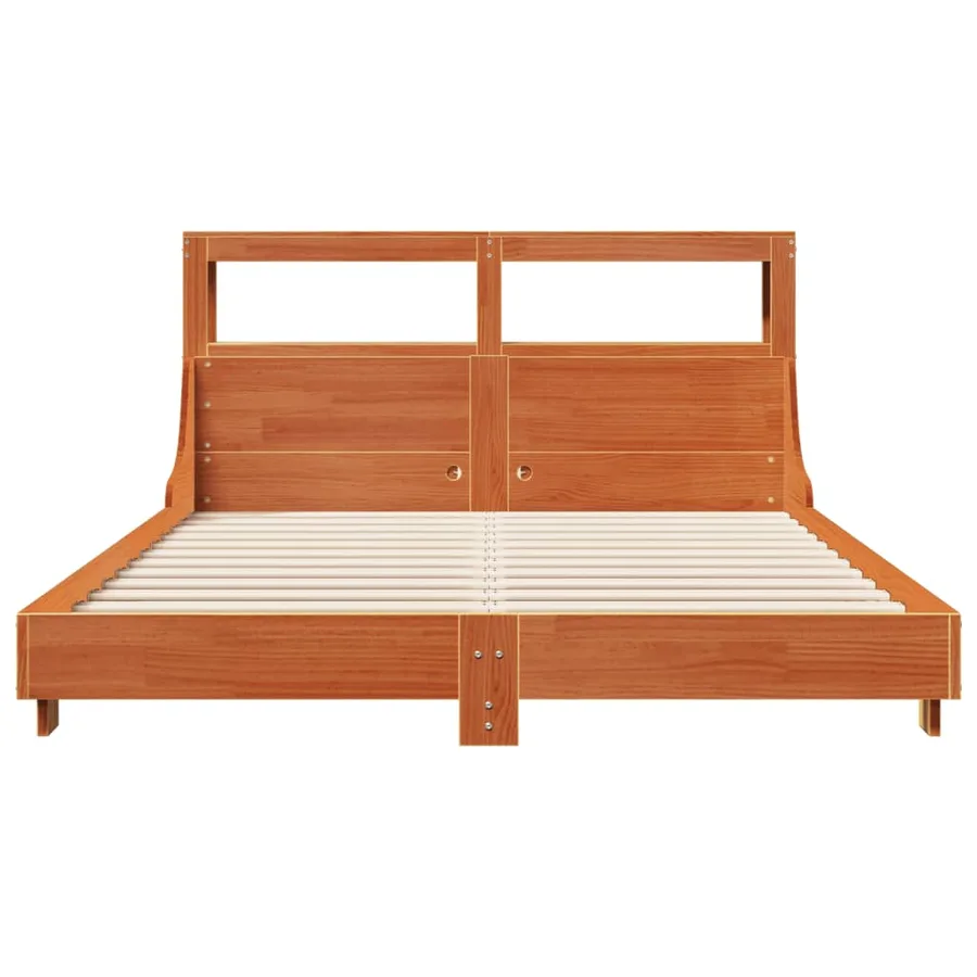 Cadre de lit sans matelas cire marron 150x200cm bois pin massif - 4