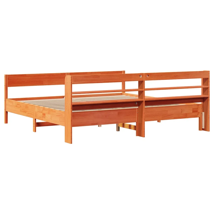 Cadre de lit sans matelas cire marron 180x200cm bois pin massif - 6