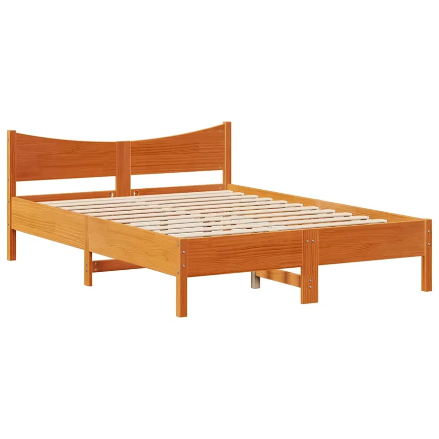 Cadre de lit et tête de lit cire marron 150x200 cm bois de pin - 5