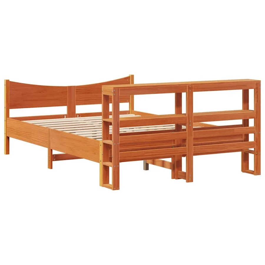 Cadre de lit et tête de lit cire marron 150x200 cm bois de pin - 8