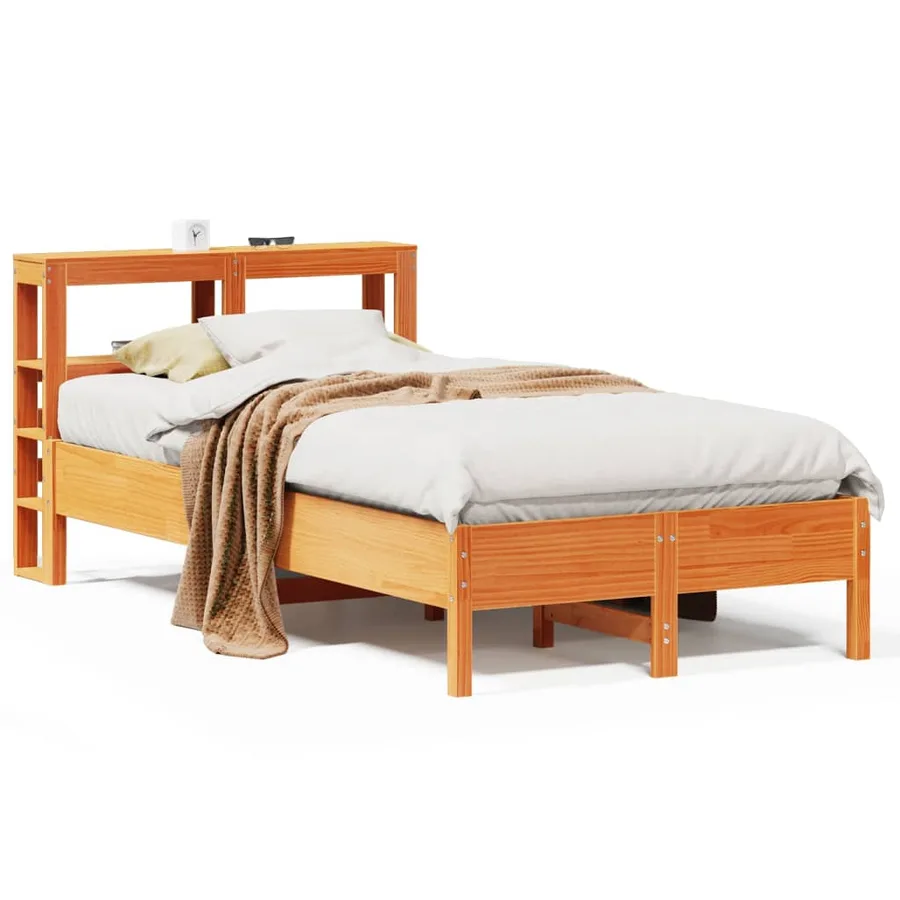 Cadre de lit sans matelas cire marron 100x200cm bois pin massif - 2