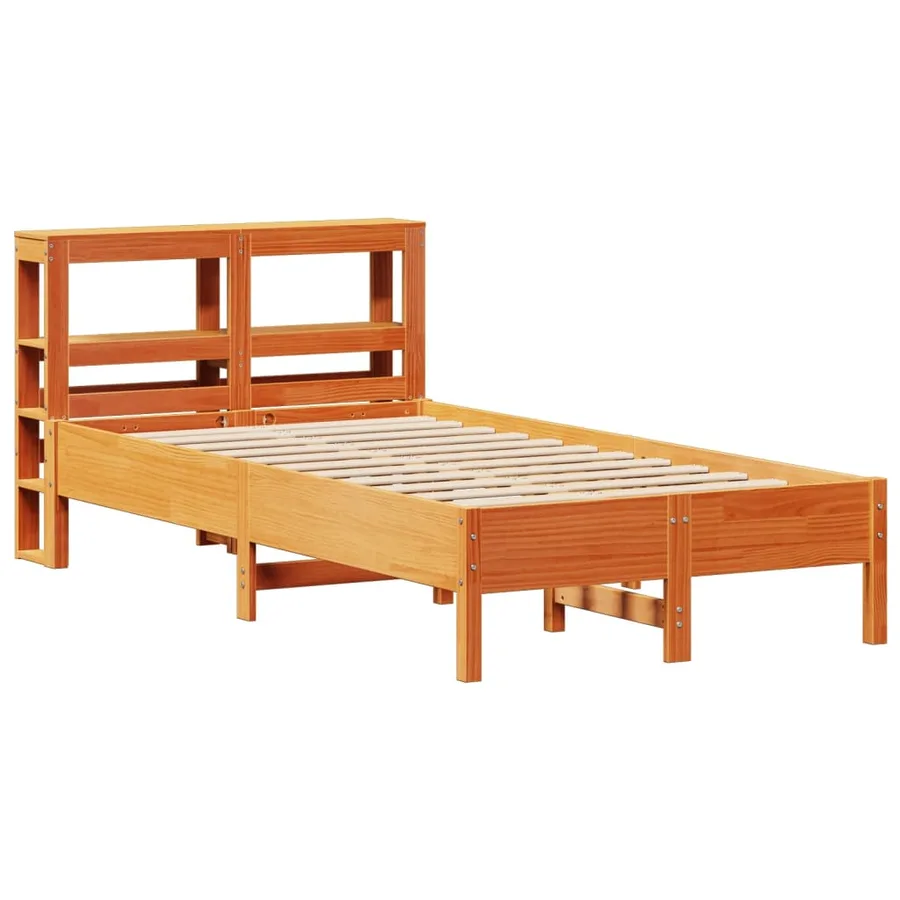 Cadre de lit sans matelas cire marron 100x200cm bois pin massif - 3