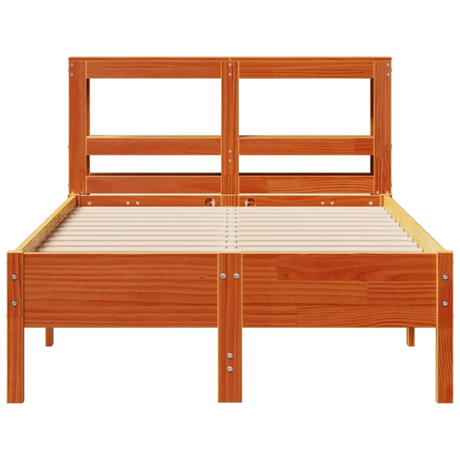 Cadre de lit sans matelas cire marron 100x200cm bois pin massif - 4