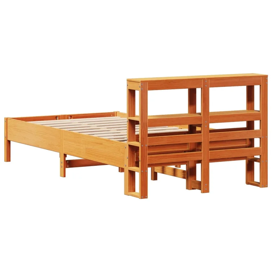 Cadre de lit sans matelas cire marron 100x200cm bois pin massif - 6