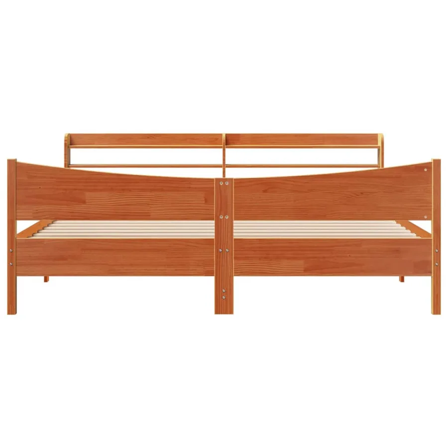Cadre de lit et tête de lit cire marron 180x200 cm bois de pin - 4