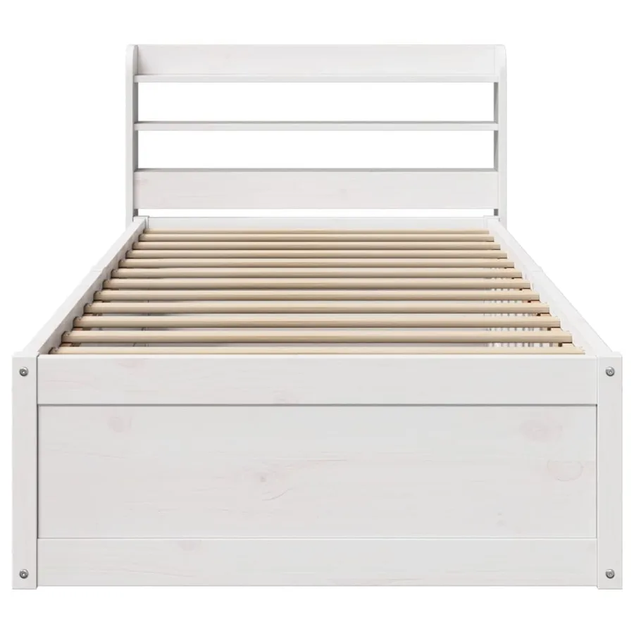 Cadre de lit avec tête de lit blanc 90x190cm bois de pin massif - 4