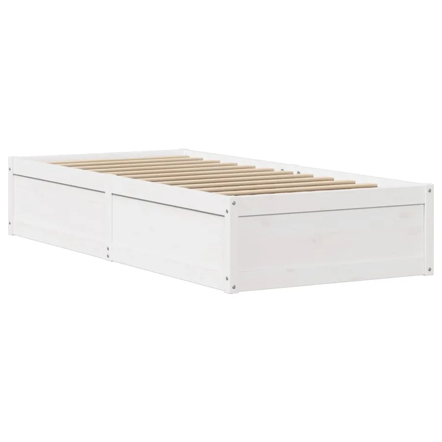 Cadre de lit avec tête de lit blanc 90x190cm bois de pin massif - 5