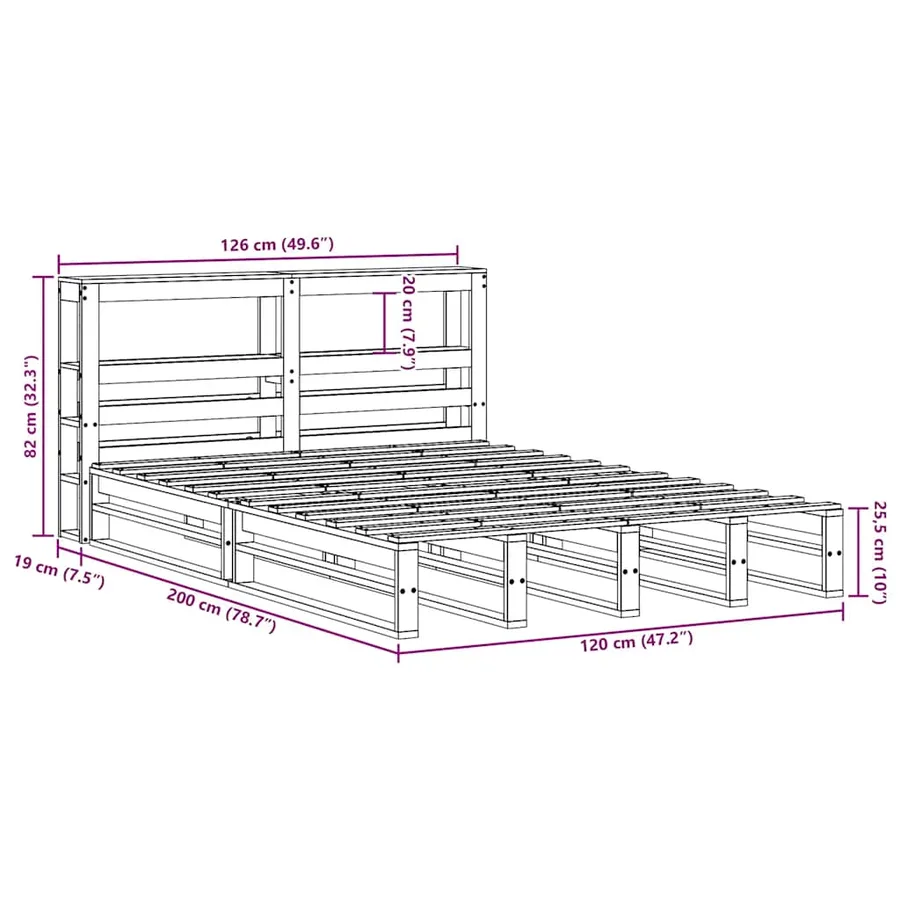 Cadre de lit sans matelas 120x200 cm bois de pin massif - 12