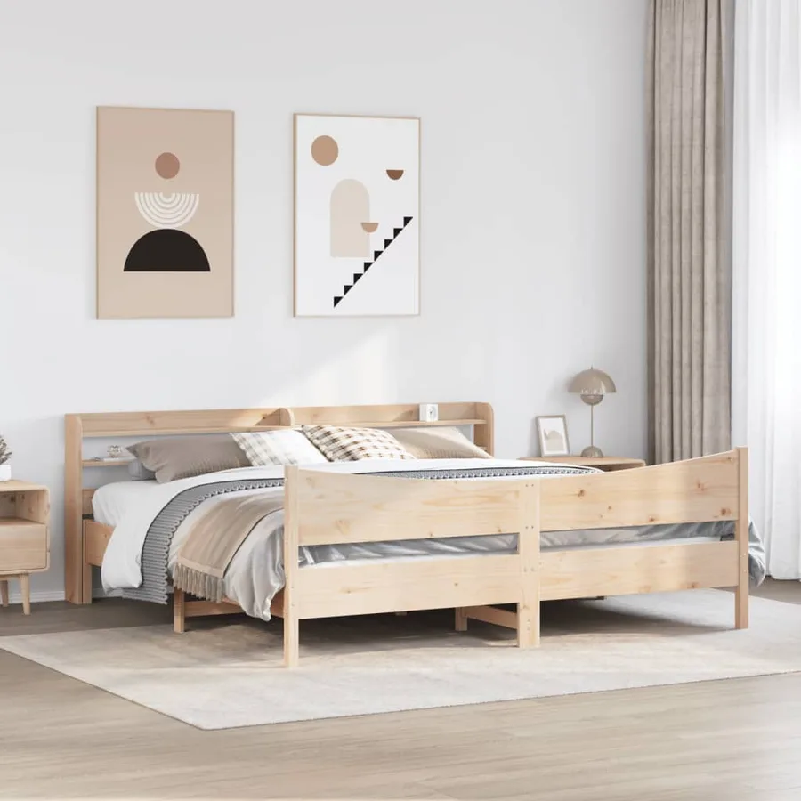 Cadre de lit avec tête de lit 180x200 cm bois de pin massif - 3