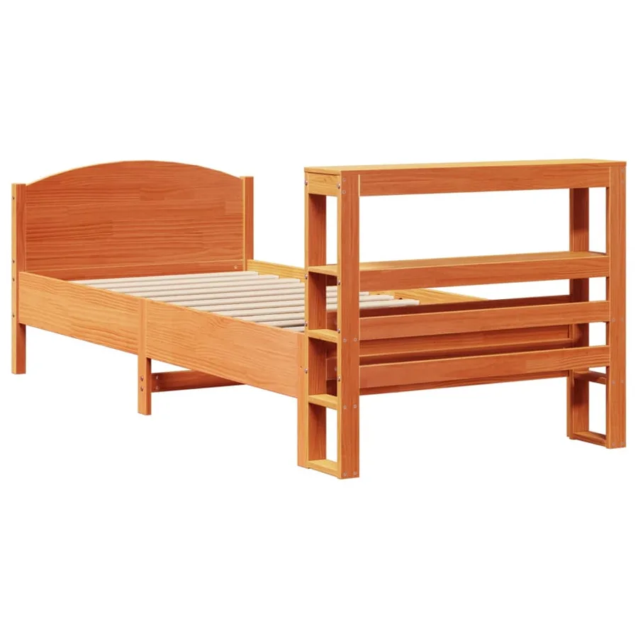 Cadre de lit sans matelas cire marron 75x190 cm bois pin massif - 6