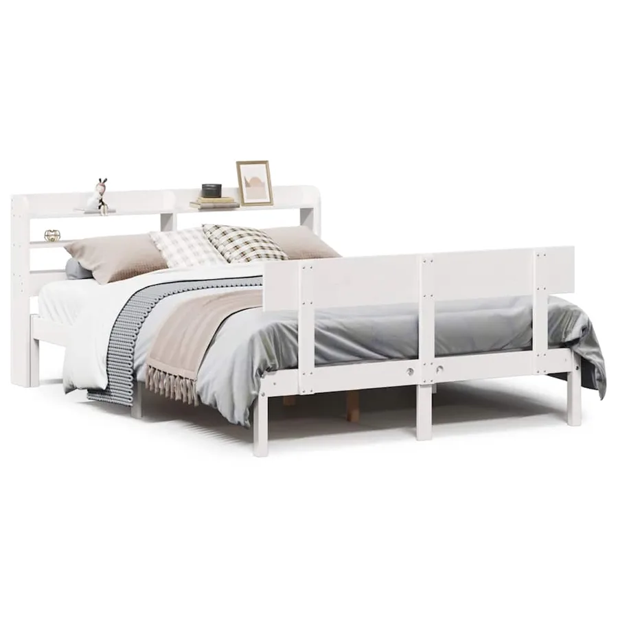 Cadre de lit sans matelas blanc 120x200 cm bois de pin massif - 2
