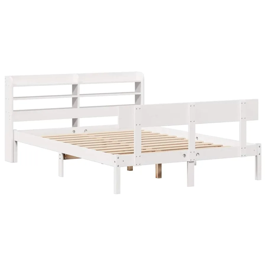 Cadre de lit sans matelas blanc 120x200 cm bois de pin massif - 3