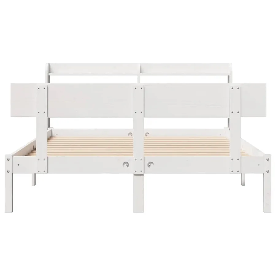 Cadre de lit sans matelas blanc 120x200 cm bois de pin massif - 4