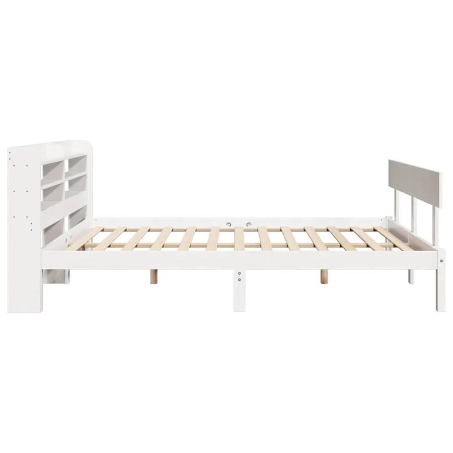 Cadre de lit sans matelas blanc 120x200 cm bois de pin massif - 5