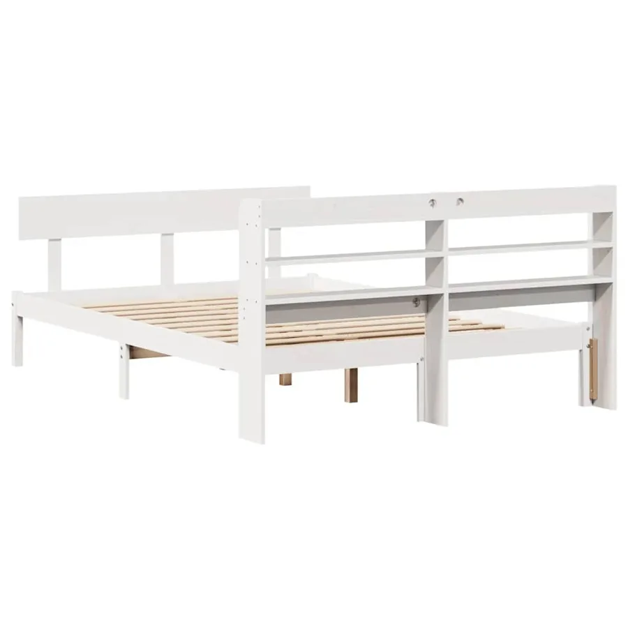 Cadre de lit sans matelas blanc 120x200 cm bois de pin massif - 6