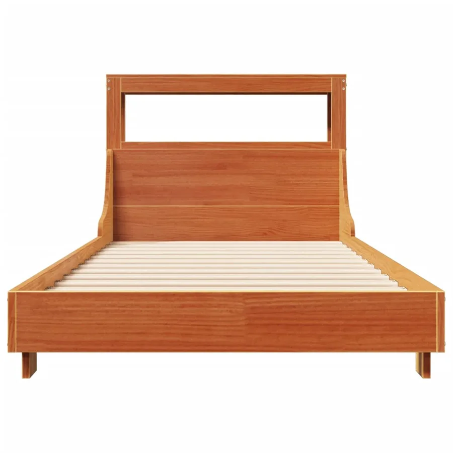 Cadre de lit sans matelas cire marron 75x190 cm bois pin massif - 4