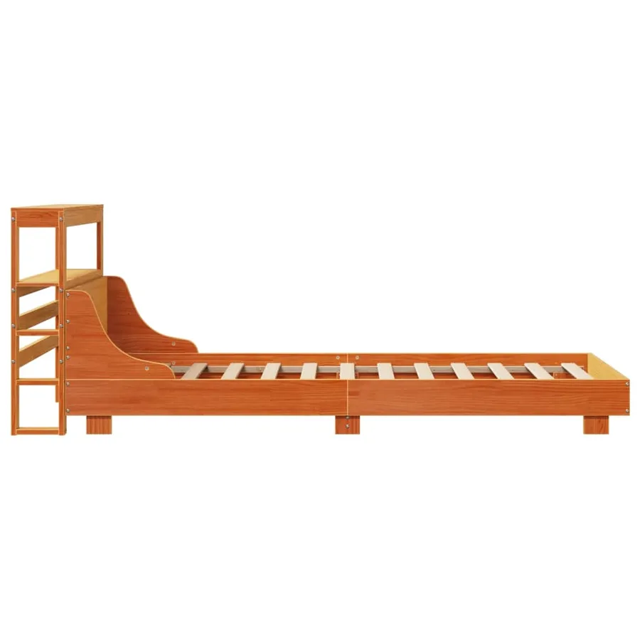 Cadre de lit sans matelas cire marron 75x190 cm bois pin massif - 5