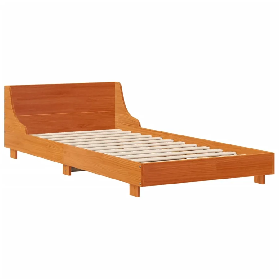 Cadre de lit sans matelas cire marron 75x190 cm bois pin massif - 7
